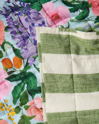 KIP & CO - REVERSIBLE LINEN QUILTED BEDSPREAD LARGE - SPRING IN THE AIR
