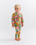 KIP & CO - ORGANIC COTTON LONG SLEEVE ZIP ROMPER - FOLLOW THE SUN YELLOW