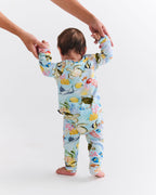 KIP & CO - ORGANIC COTTON LONG SLEEVE ZIP ROMPER - REEF LIFE