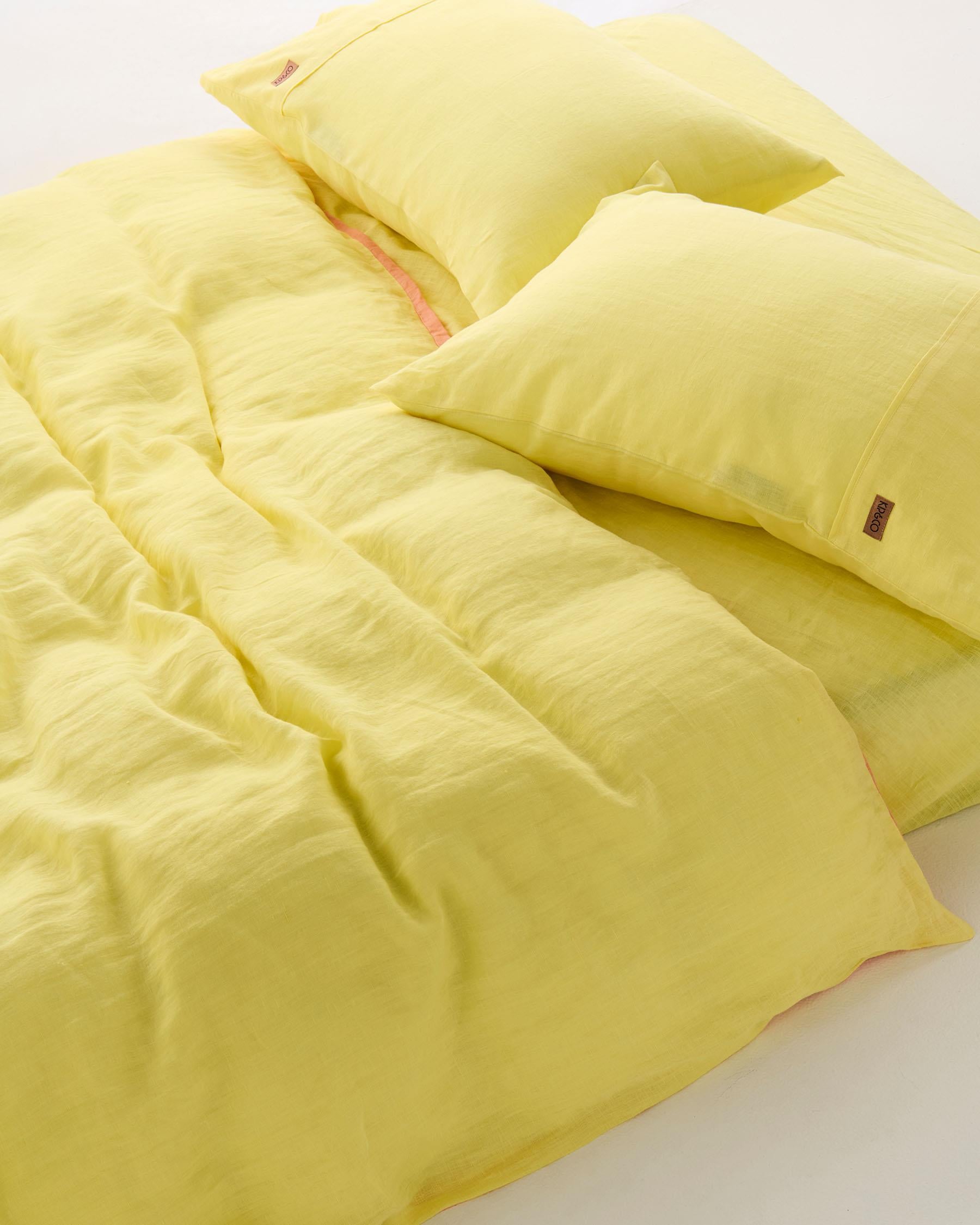 KIP & CO - LINEN PILLOWCASES 2P STD - LEMON BUTTER