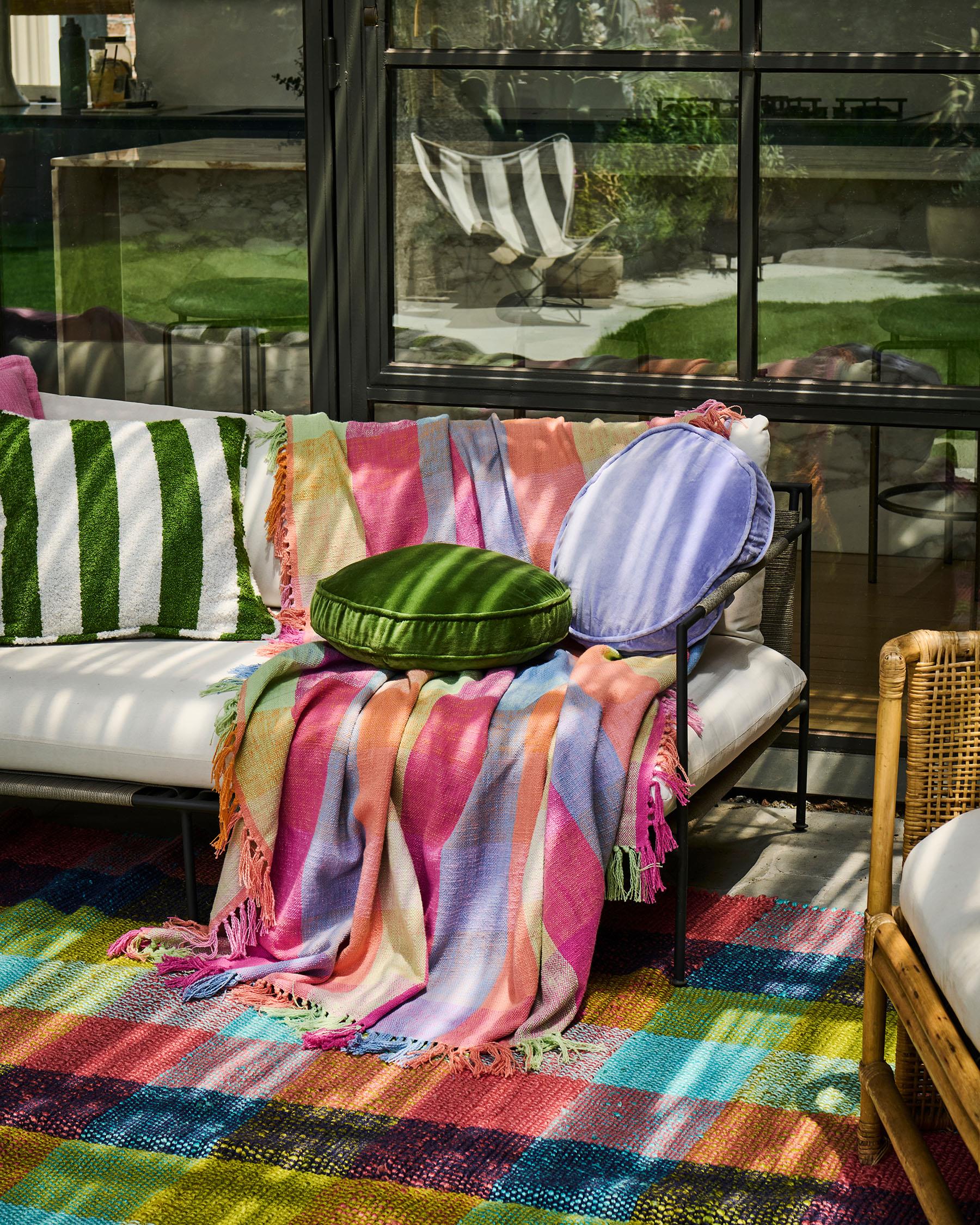 KIP & CO - VELVET PEA CUSHION - CAMPSITE