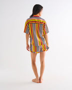 KIP & CO - ADULT ORGANIC COTTON SHORT SLEEVE SHIRT & SHORT PYJAMA SET - CASABLANCA STRIPE
