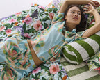 KIP & CO - REVERSIBLE LINEN QUILTED PILLOWCASES 2P STD - SPRING IN THE AIR