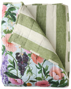 KIP & CO - REVERSIBLE LINEN QUILTED BEDSPREAD LARGE - SPRING IN THE AIR