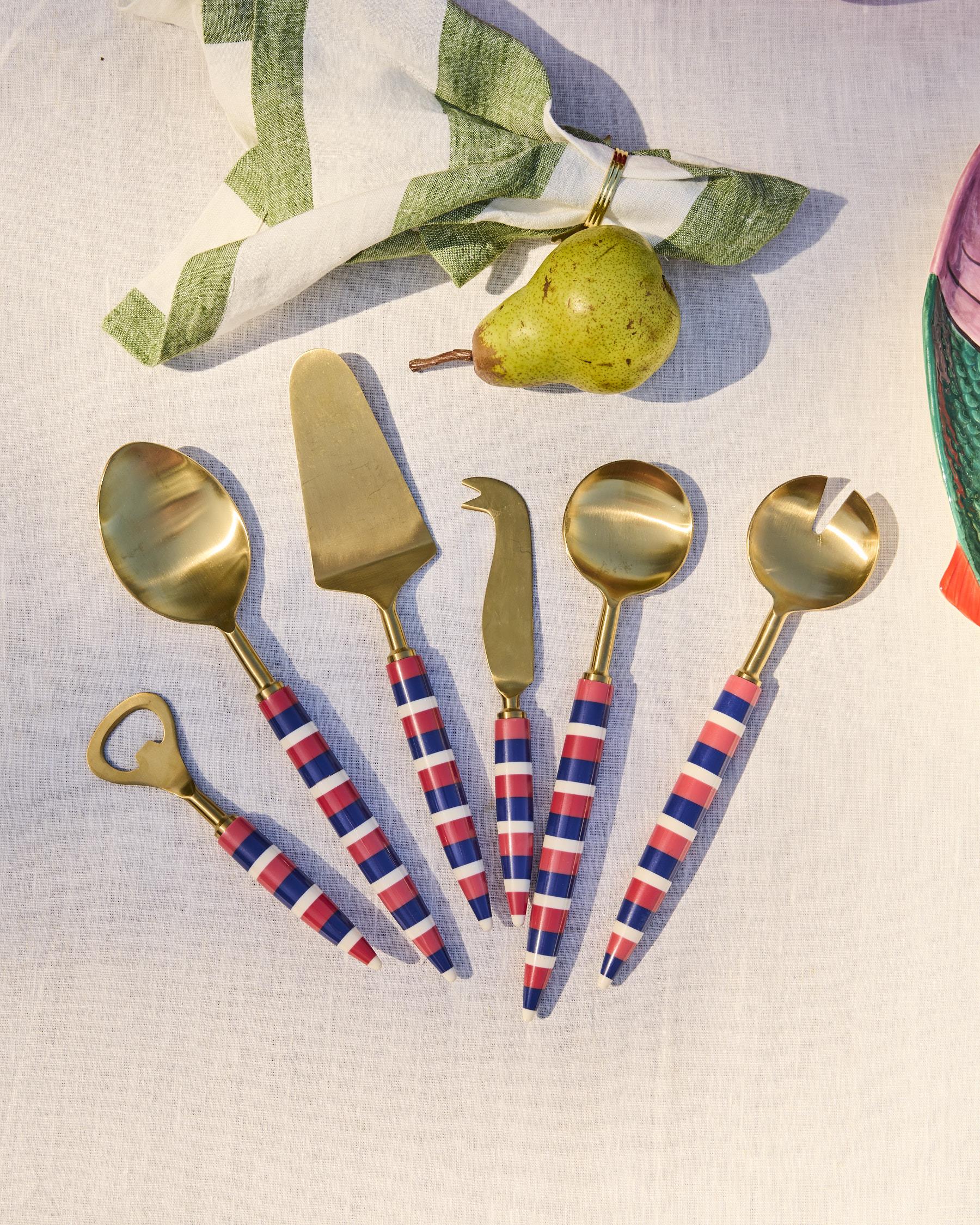 KIP & CO - BRASSERIE SALAD SERVERS - CRETE STRIPE