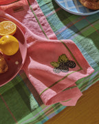 KIP & CO - EMBROIDERED LINEN 4P NAPKIN SET - BERRY BLISS