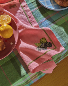 KIP & CO - EMBROIDERED LINEN 4P NAPKIN SET - BERRY BLISS