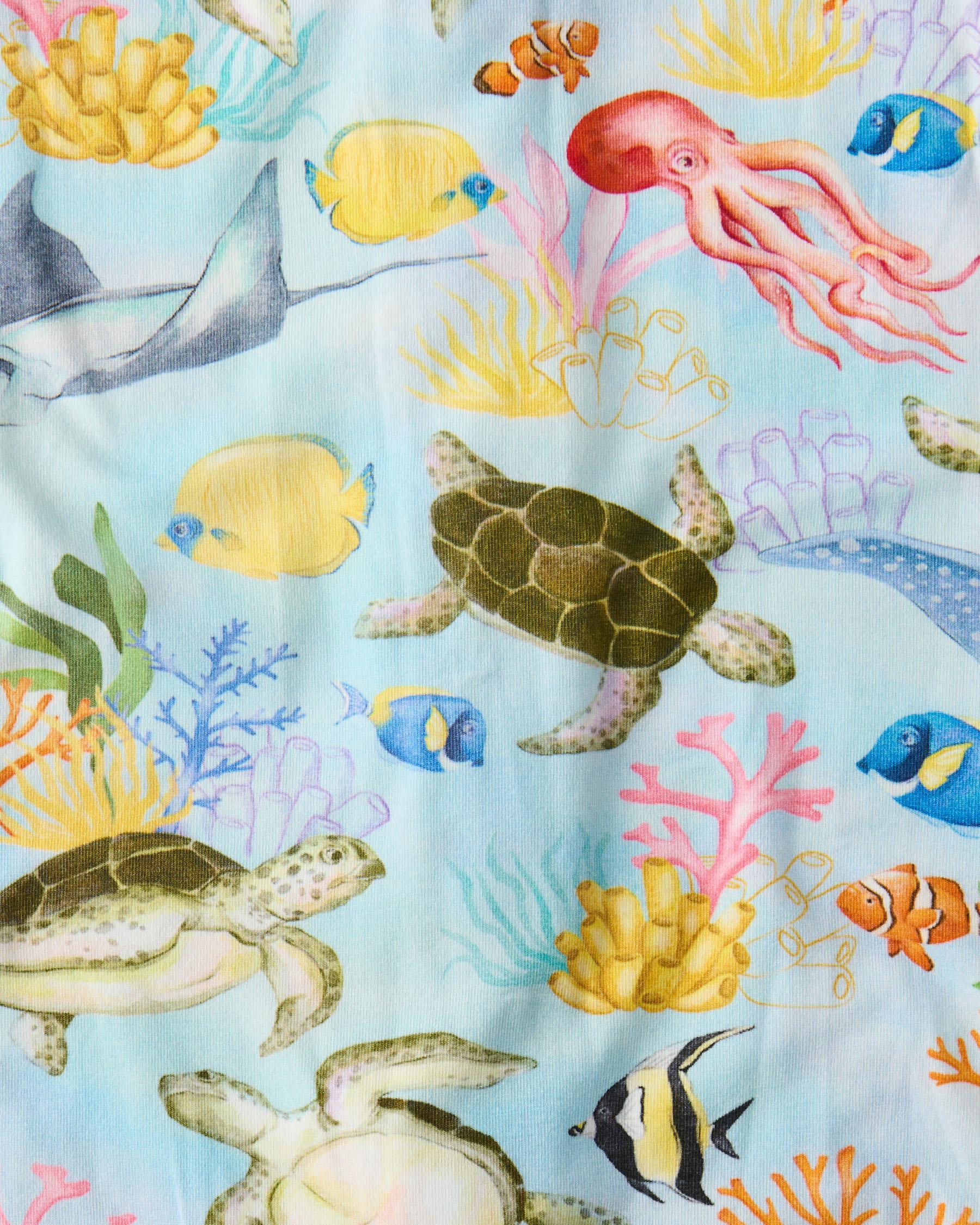 KIP & CO - ORGANIC COTTON LONG SLEEVE ZIP ROMPER - REEF LIFE