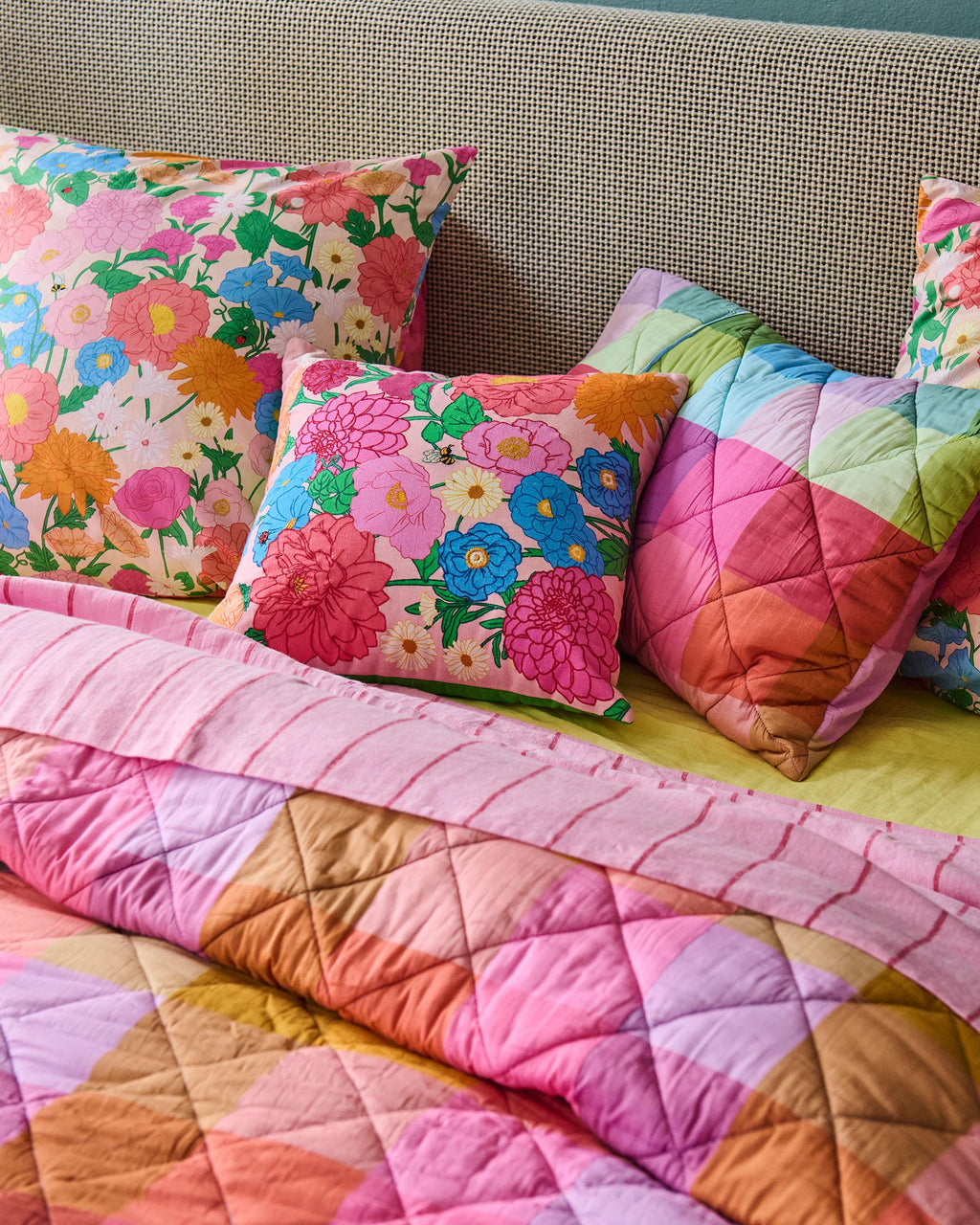 KIP & CO - ORGANIC COTTON QUILTED PILLOWCASES 2P STD - PONZA TARTAN