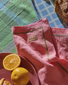 KIP & CO - EMBROIDERED LINEN 4P NAPKIN SET - BERRY BLISS