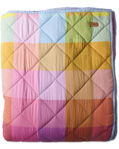 KIP & CO - ORGANIC COTTON QUILTED BEDSPREAD LARGE - PONZA TARTAN