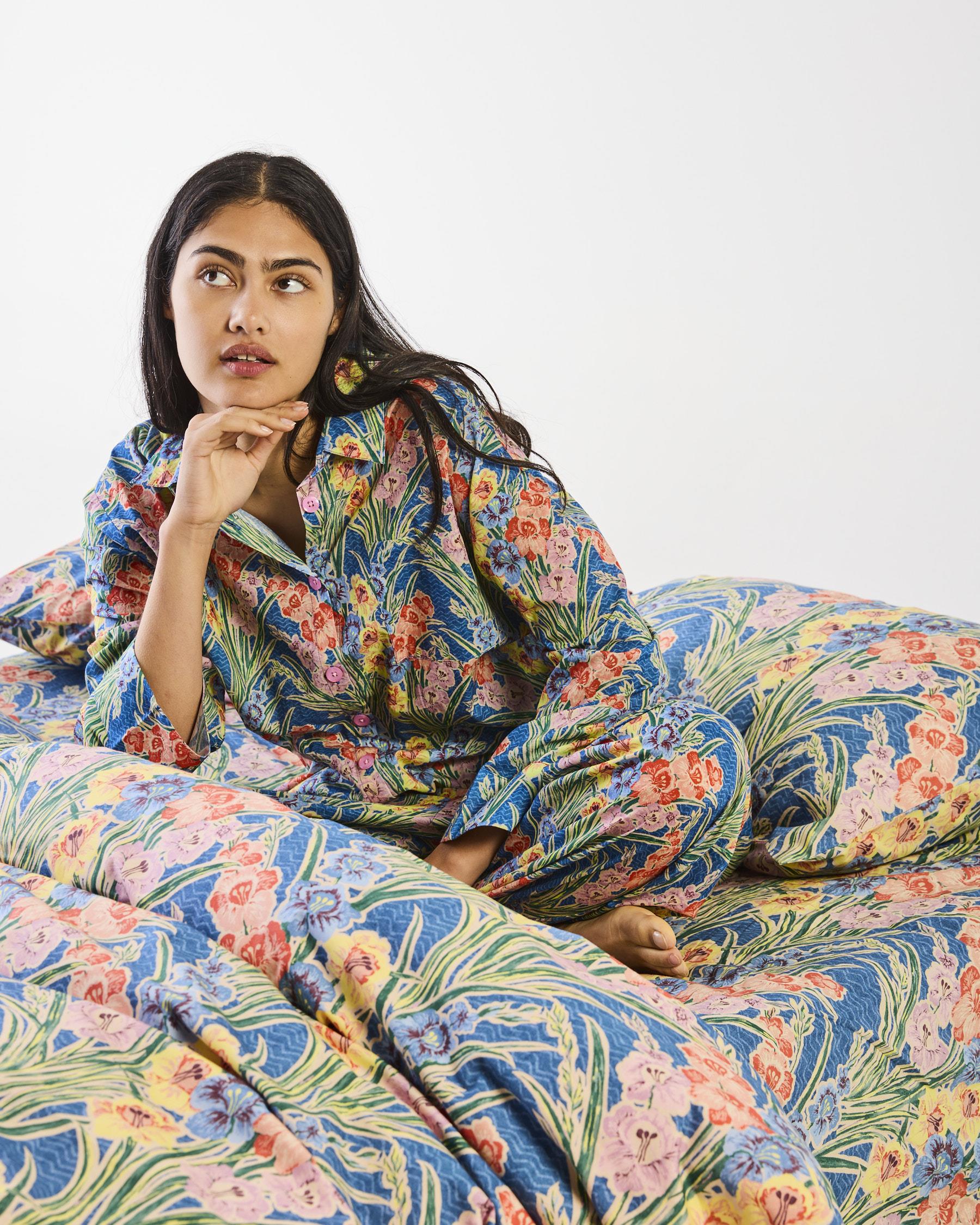 KIP & CO - ANNA SPIRO GLADIOLUS ADULT ORGANIC COTTON LONG SLEEVE SHIRT & PANT PYJAMA SET