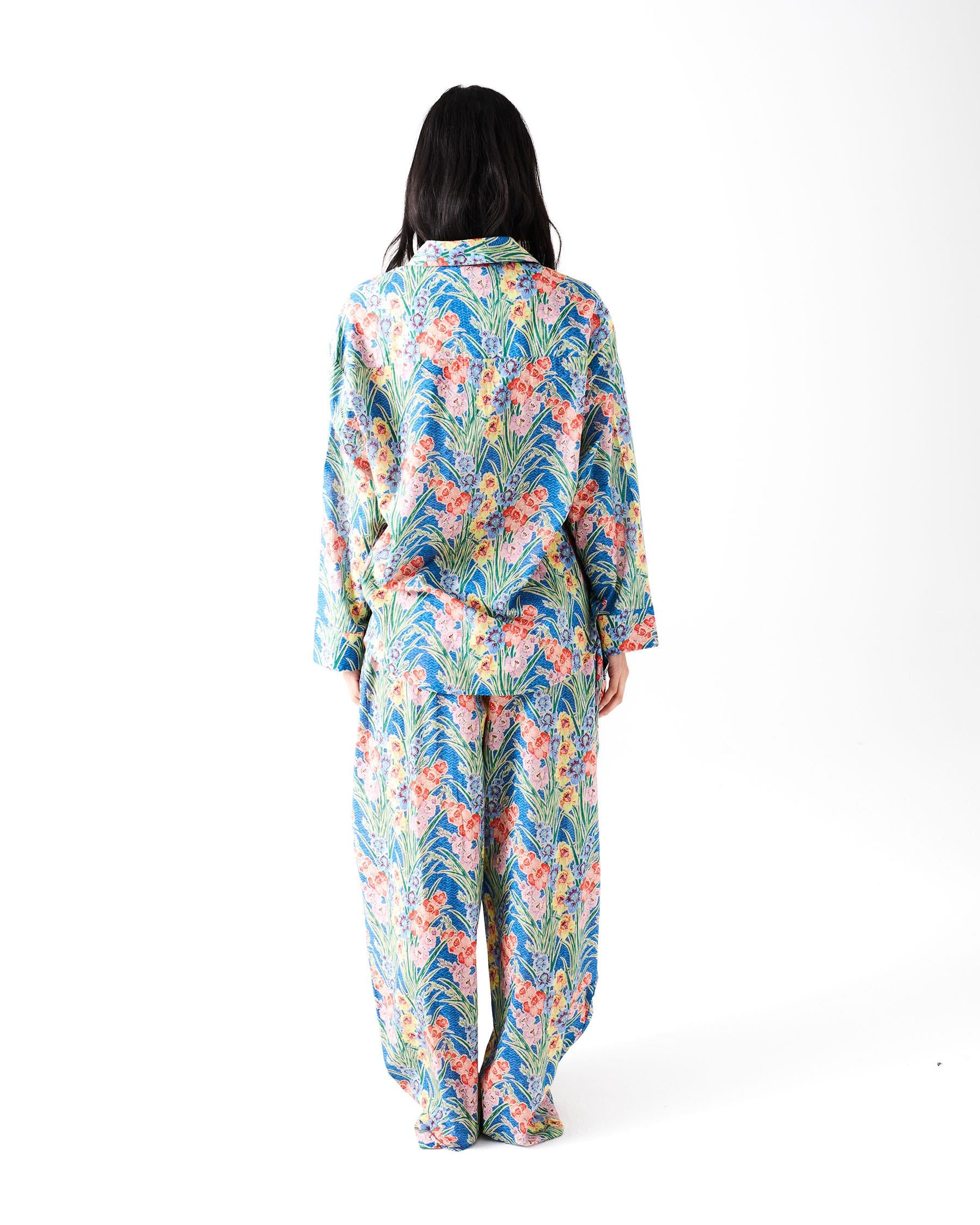 KIP & CO - ANNA SPIRO GLADIOLUS ADULT ORGANIC COTTON LONG SLEEVE SHIRT & PANT PYJAMA SET