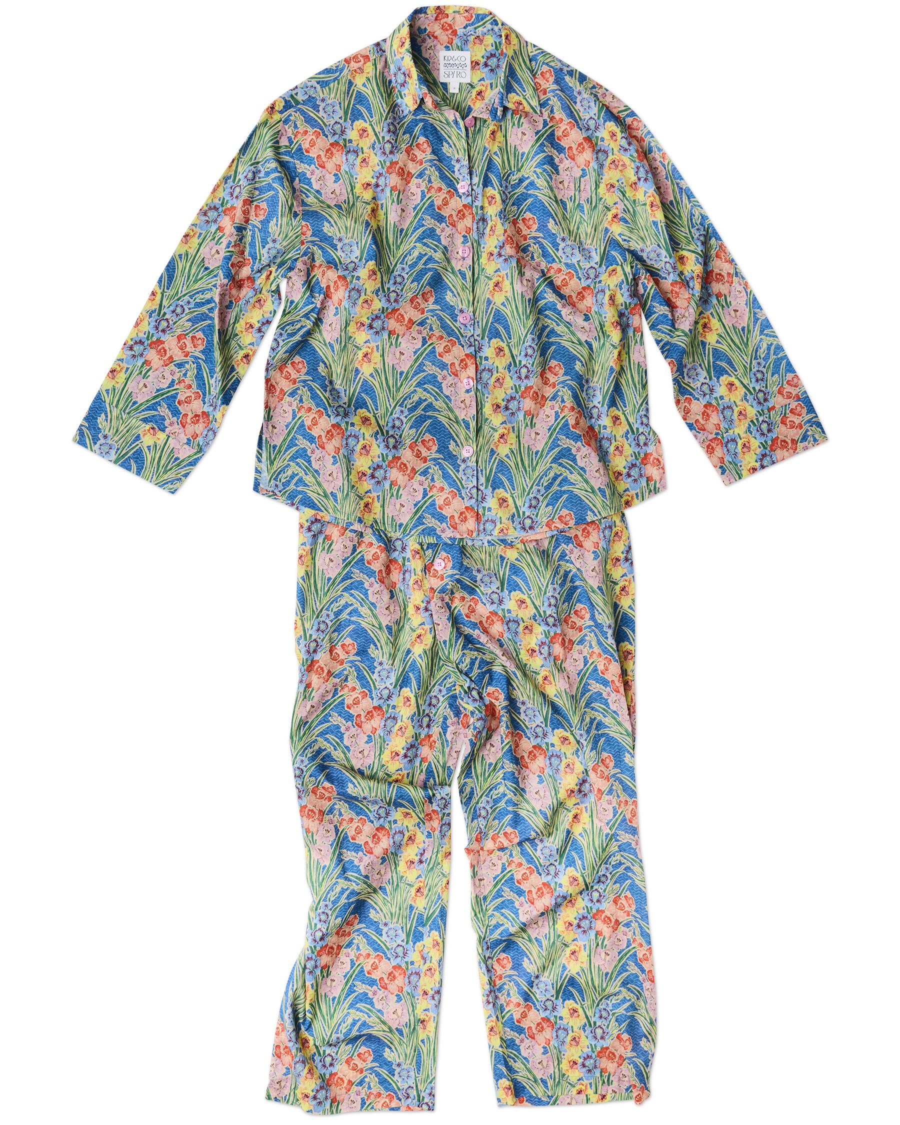 KIP & CO - ANNA SPIRO GLADIOLUS ADULT ORGANIC COTTON LONG SLEEVE SHIRT & PANT PYJAMA SET