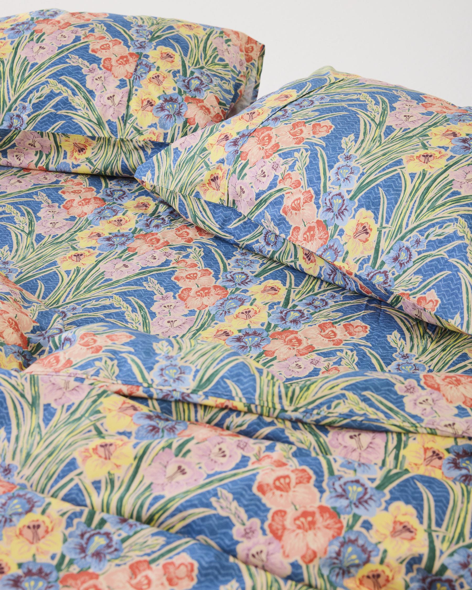KIP & CO x ANNA SPIRO - ORGANIC COTTON FITTED QUEEN SHEET - GLADIOLUS