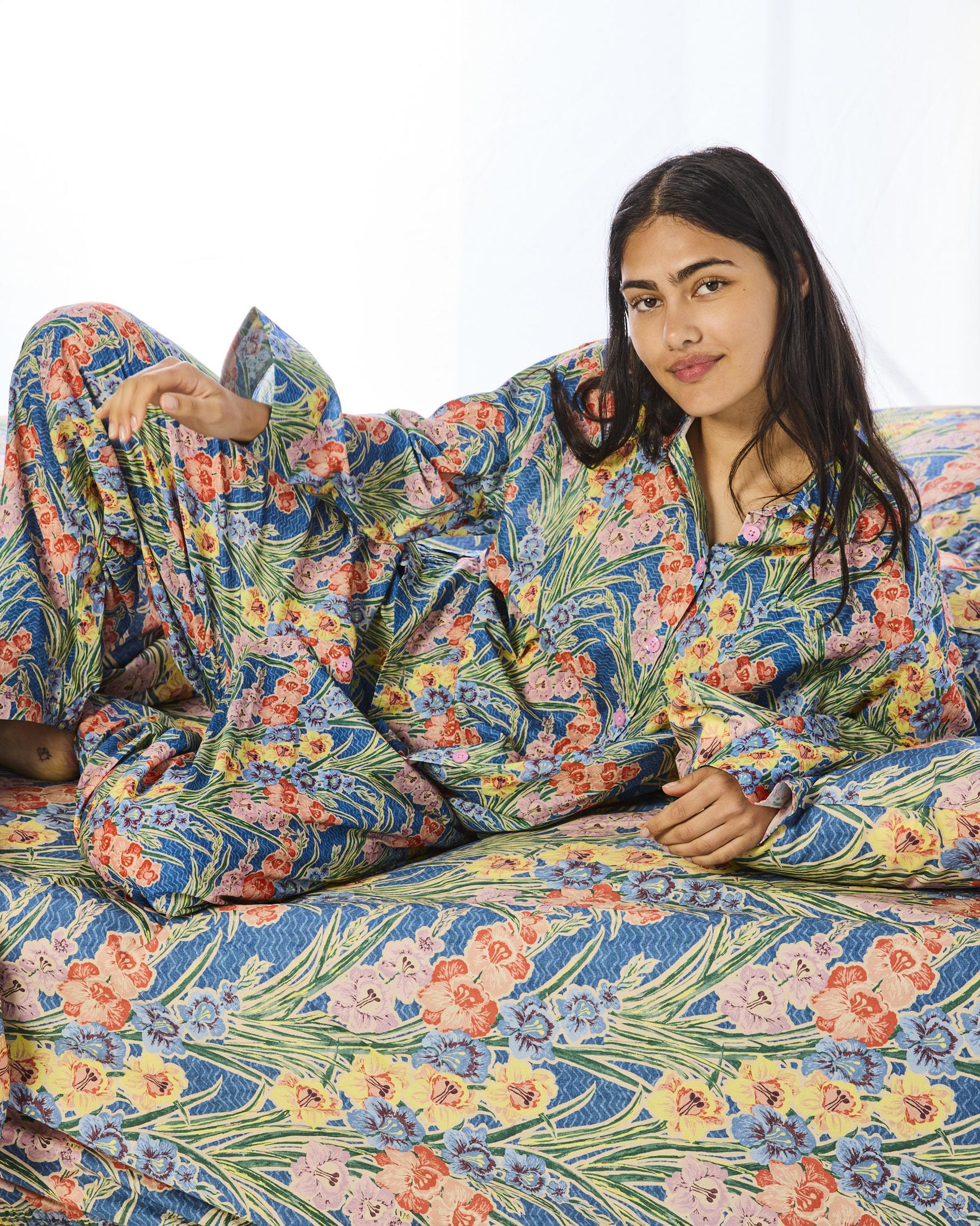 KIP & CO x ANNA SPIRO - ORGANIC COTTON FITTED QUEEN SHEET - GLADIOLUS