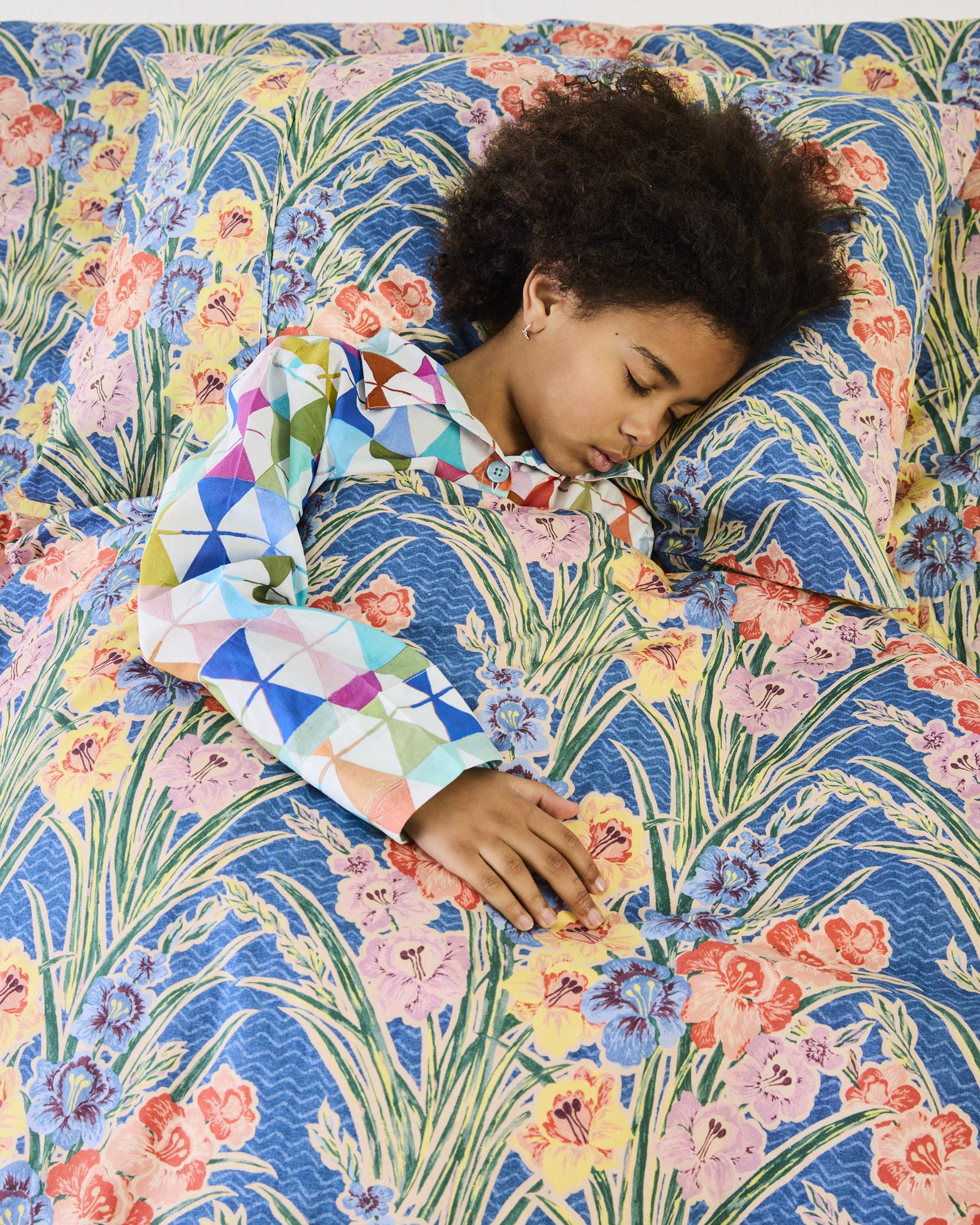 KIP & CO x ANNA SPIRO - ORGANIC COTTON FITTED QUEEN SHEET - GLADIOLUS