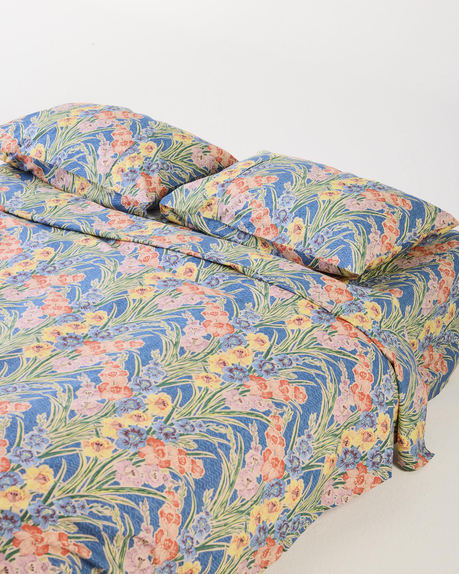 KIP & CO x ANNA SPIRO - ORGANIC COTTON FITTED QUEEN SHEET - GLADIOLUS