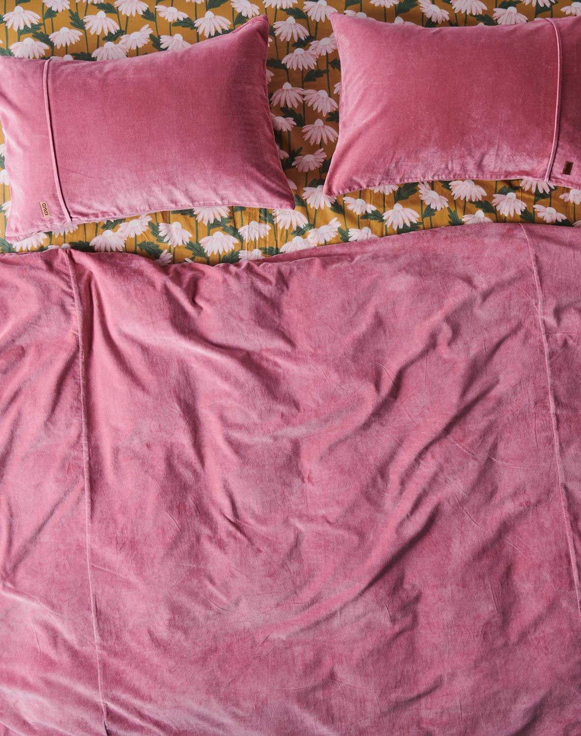 KIP & CO -  2P STD VELVET PILLOW CASE SET - DUSTY ROSE