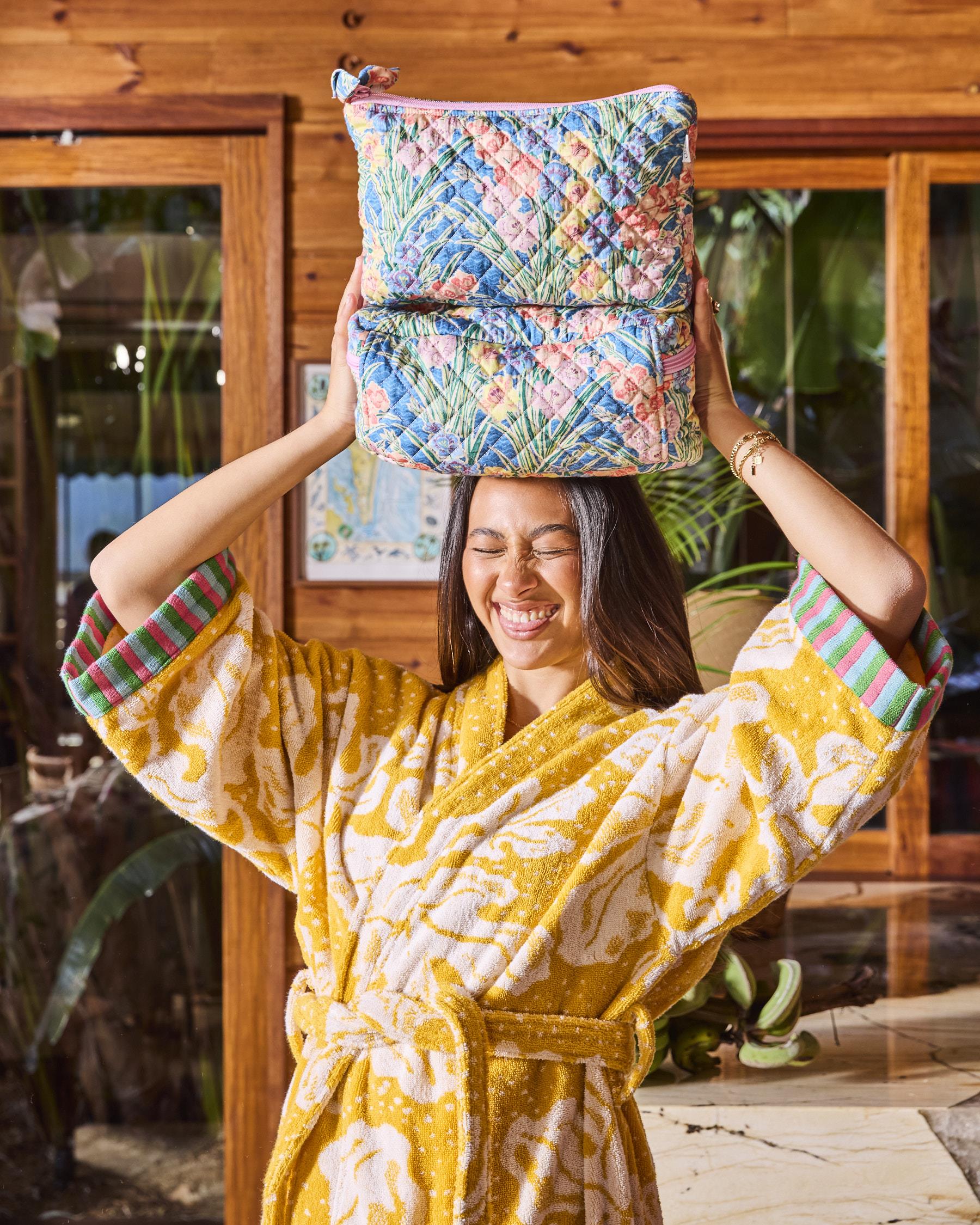 KIP & CO x ANNA SPIRO - QUILTED COTTON TOILETRY PURSE - GLADIOLUS