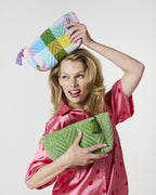 KIP & CO - VELVET TOILETRY PURSE - PESTO