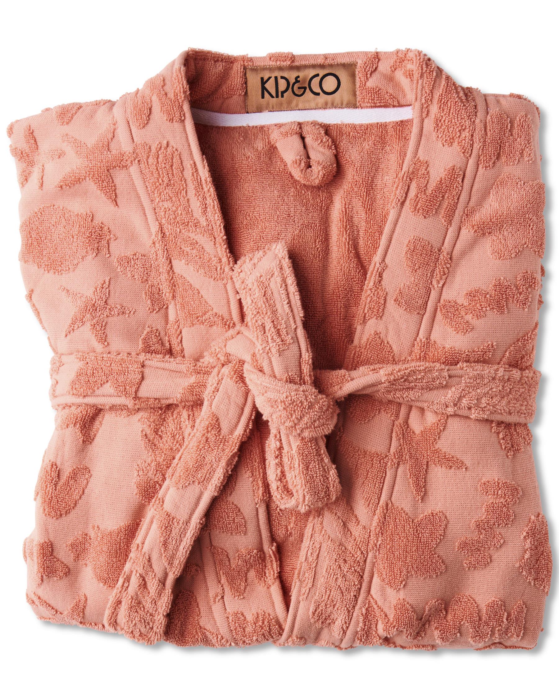 KIP & CO - S/M TERRY BATH ROBE - PEACH ROCK POOL