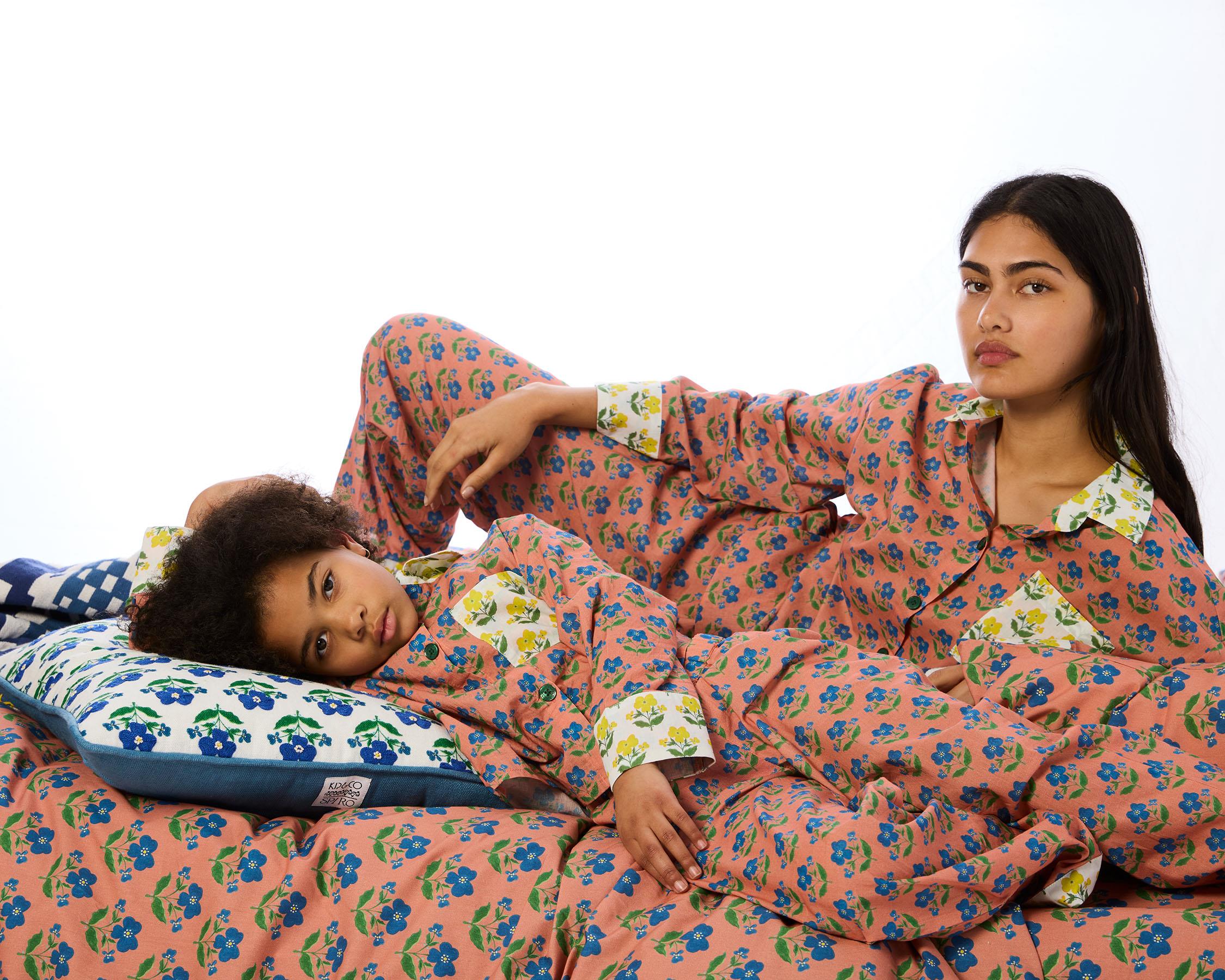 KIP & CO - ANNA SPIRO INDIAN SUMMER ROSE ADULT ORGANIC COTTON LONG SLEEVE SHIRT & PANT PYJAMA SET