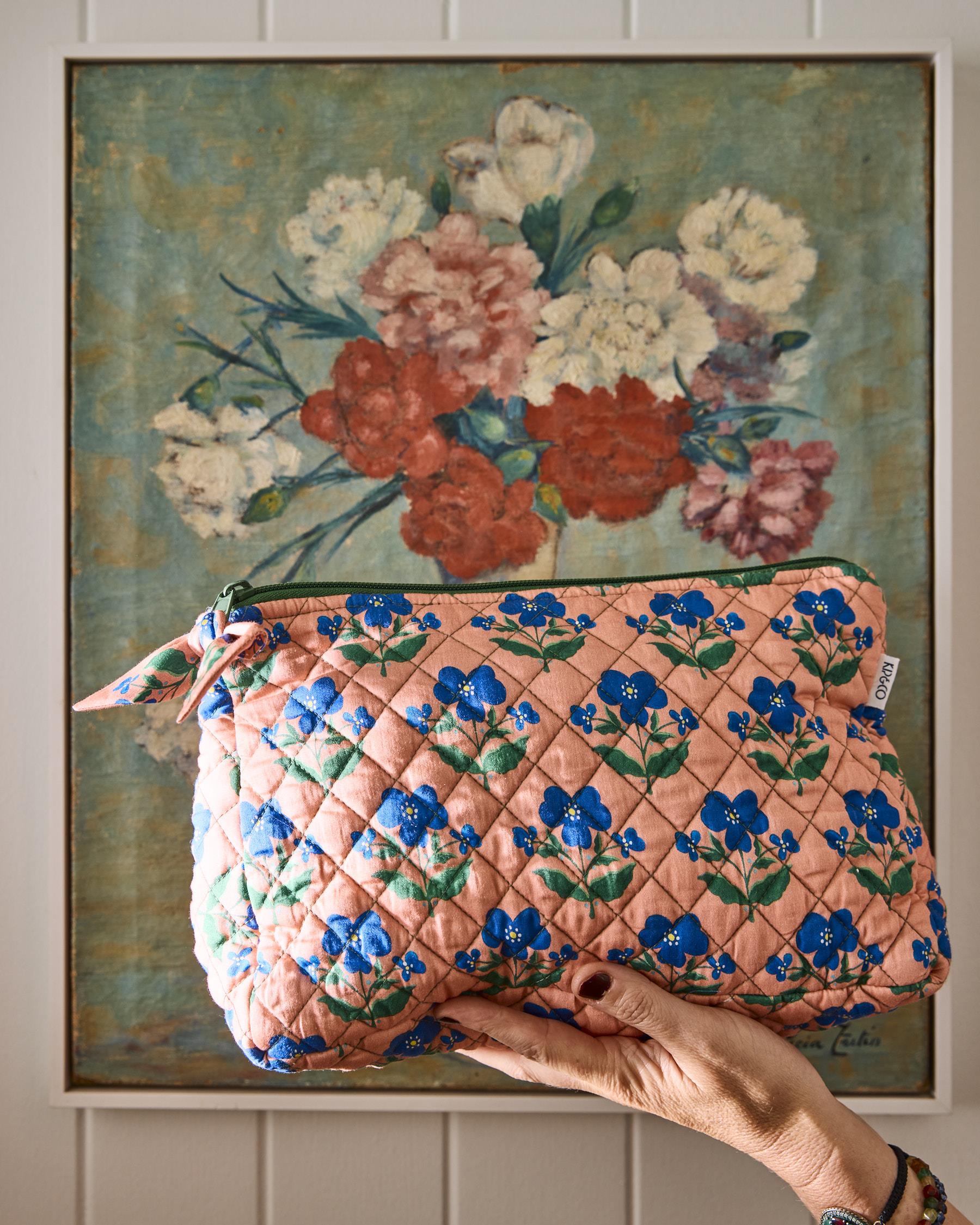 KIP & CO x ANNA SPIRO - QUILTED COTTON TOILETRY PURSE - INDIAN SUMMER ROSE