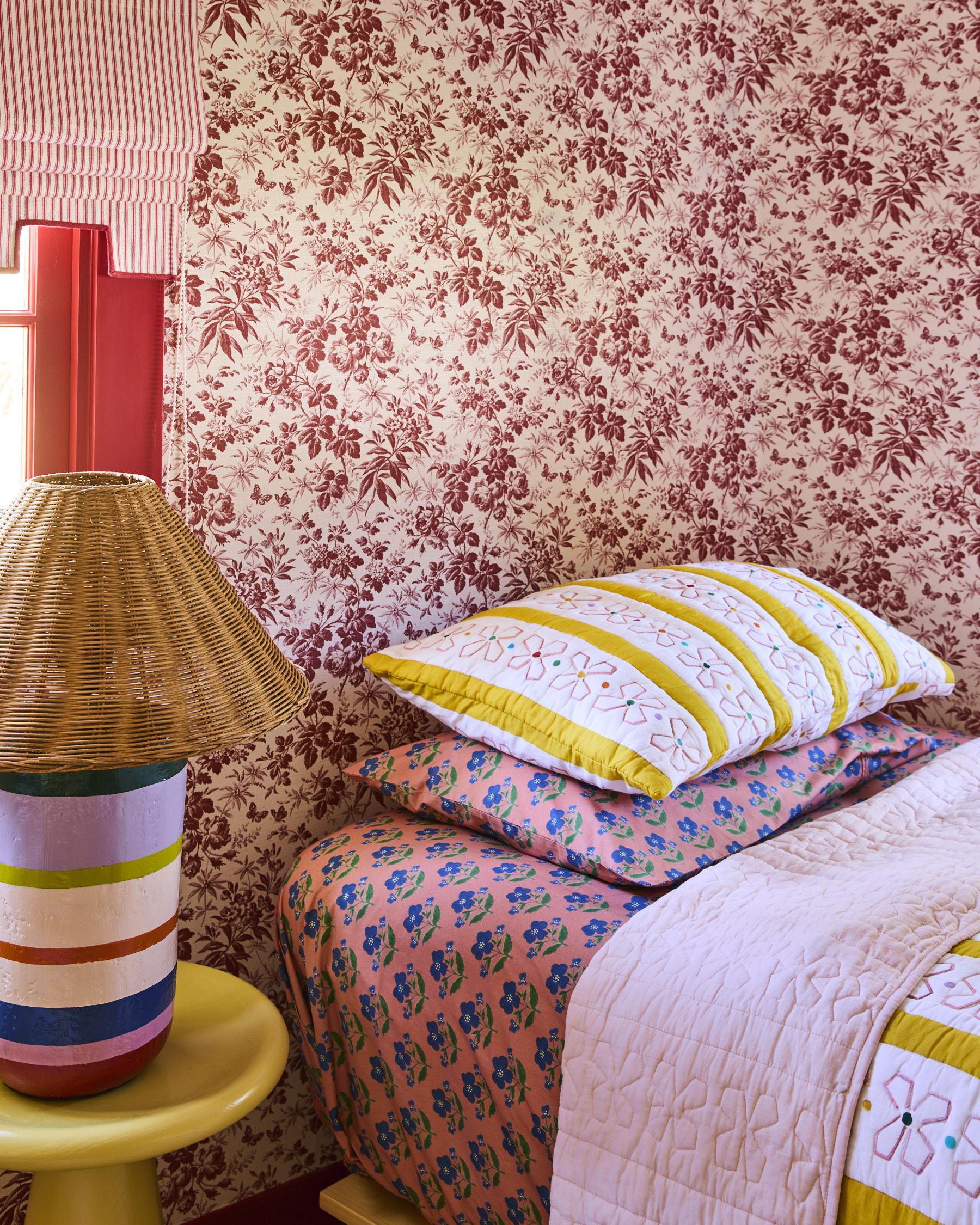 KIP & CO x ANNA SPIRO - ORGANIC COTTON FITTED SHEET - INDIAN SUMMER ROSE