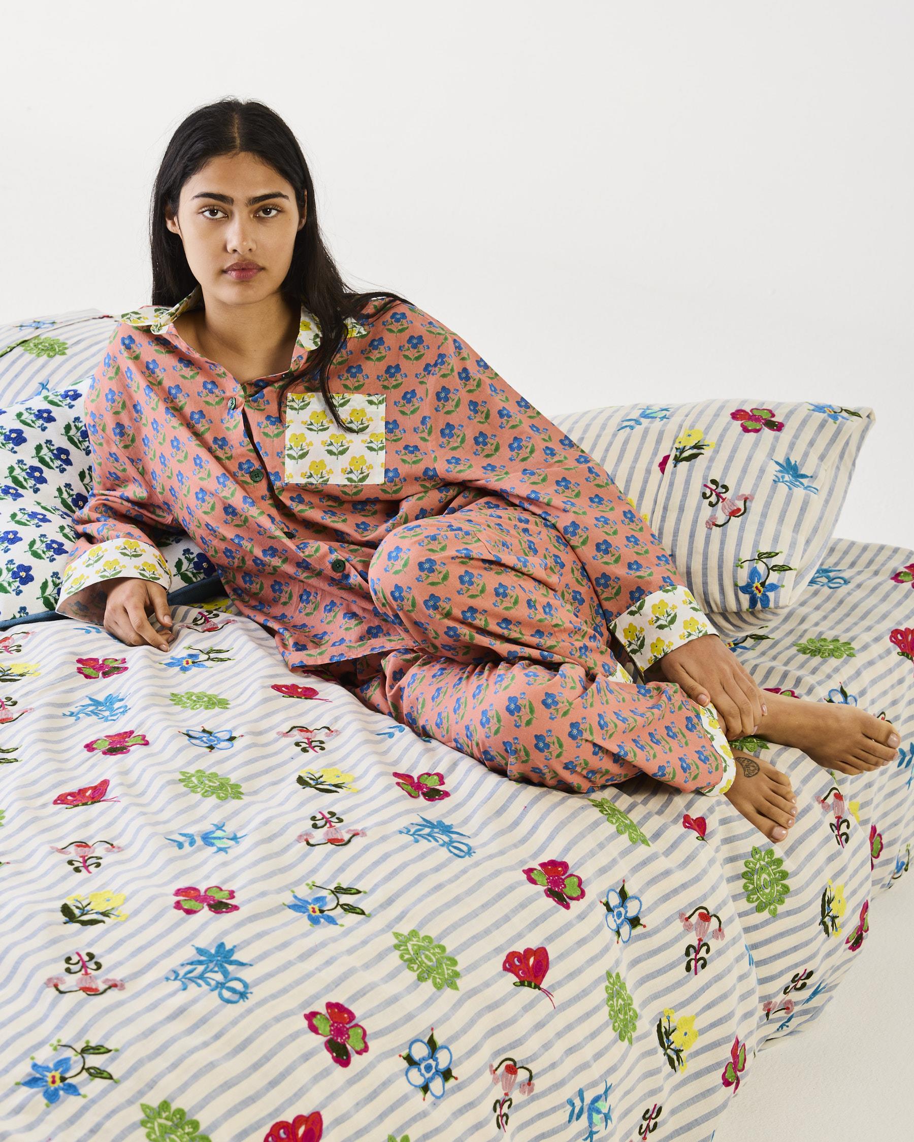 KIP & CO - ANNA SPIRO INDIAN SUMMER ROSE ADULT ORGANIC COTTON LONG SLEEVE SHIRT & PANT PYJAMA SET