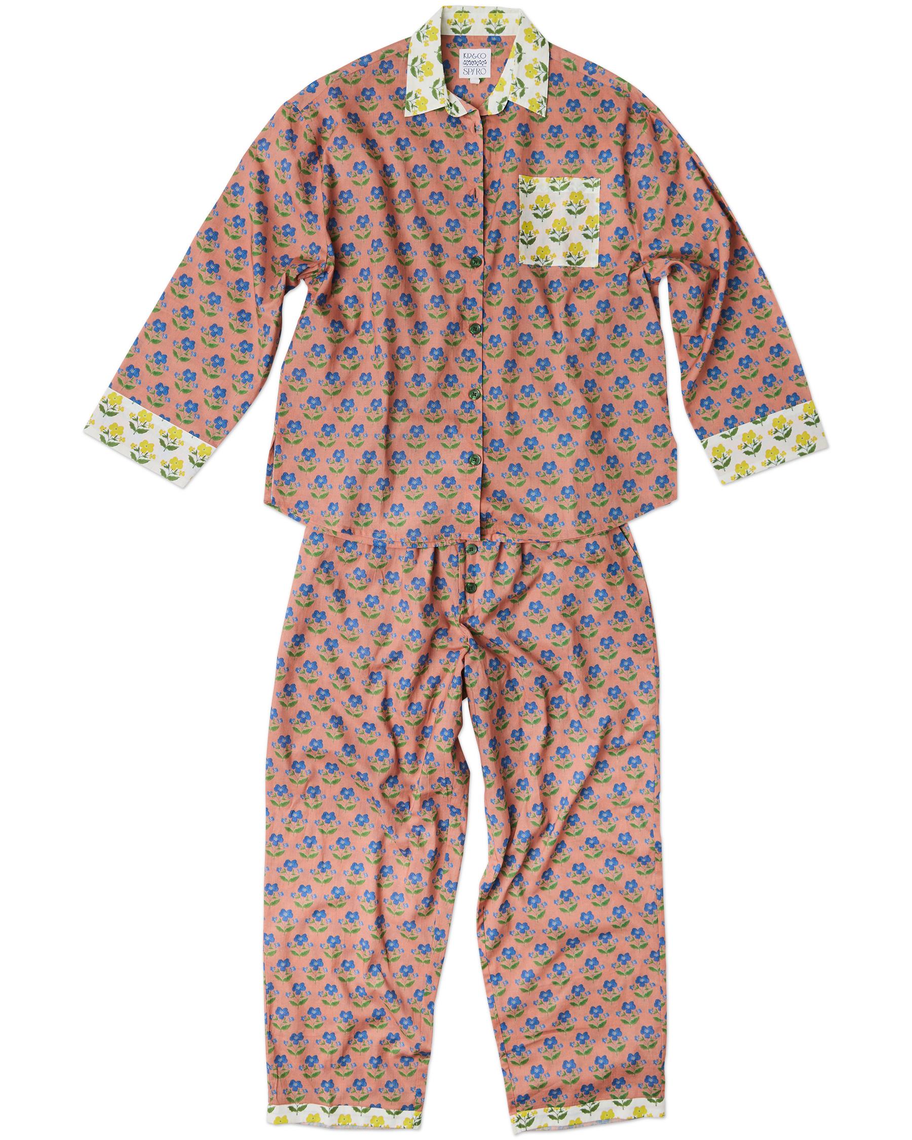 KIP & CO - ANNA SPIRO INDIAN SUMMER ROSE ADULT ORGANIC COTTON LONG SLEEVE SHIRT & PANT PYJAMA SET
