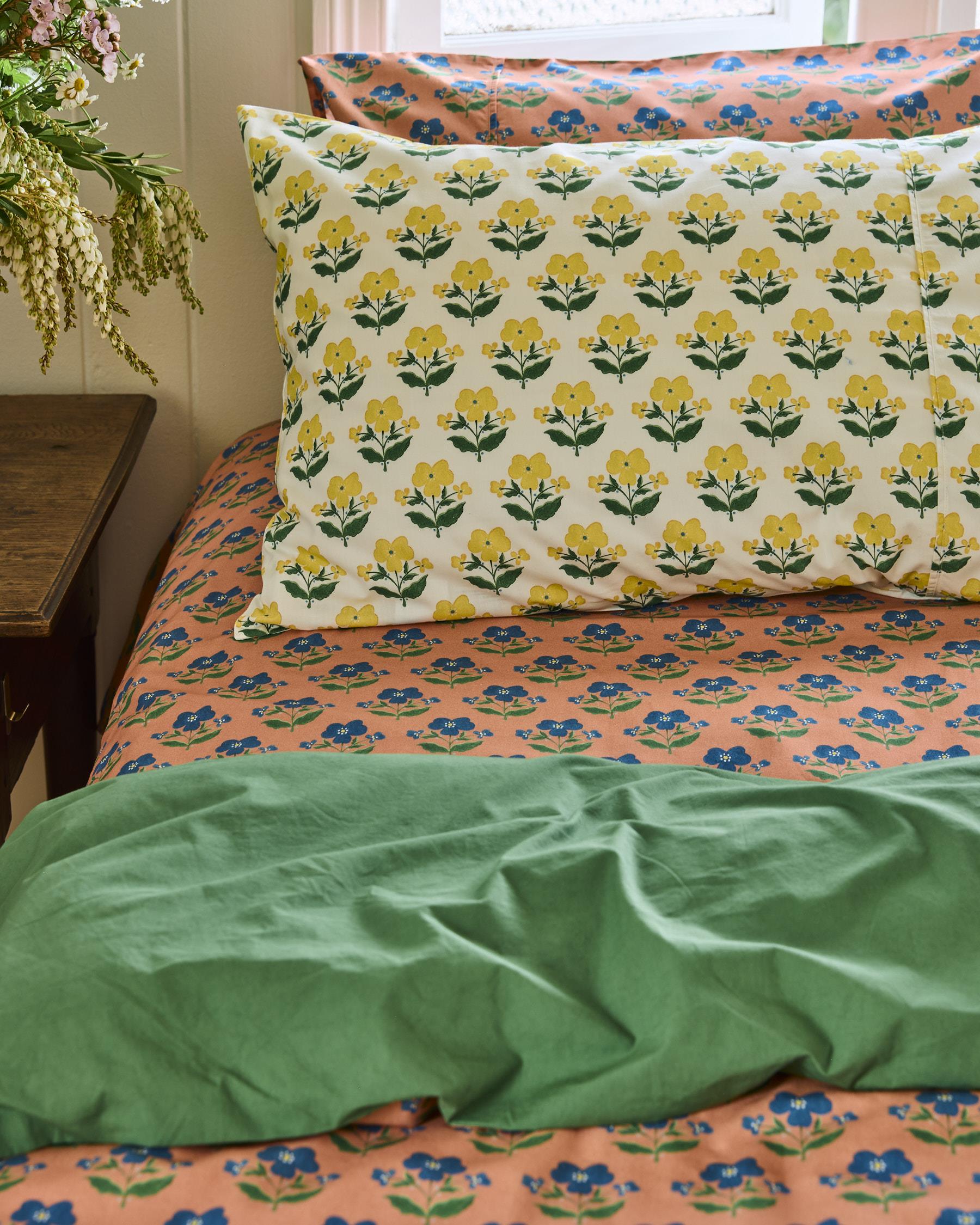 KIP & CO x ANNA SPIRO - ORGANIC COTTON FITTED SHEET - INDIAN SUMMER ROSE