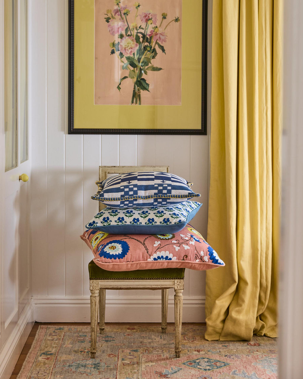 KIP & CO x ANNA SPIRO - EMBROIDERED CUSHION - ISABELLE SUNSET
