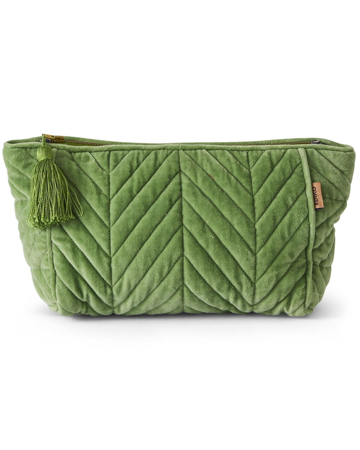 KIP & CO - VELVET TOILETRY PURSE - PESTO