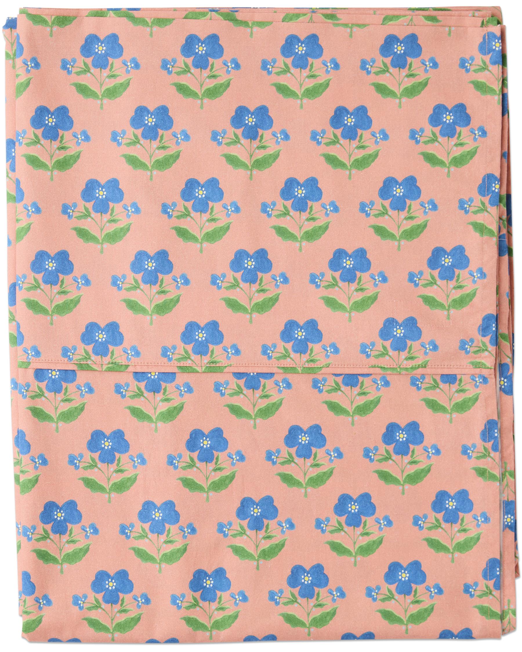 KIP & CO x ANNA SPIRO - ORGANIC COTTON FLAT SHEET - INDIAN SUMMER ROSE