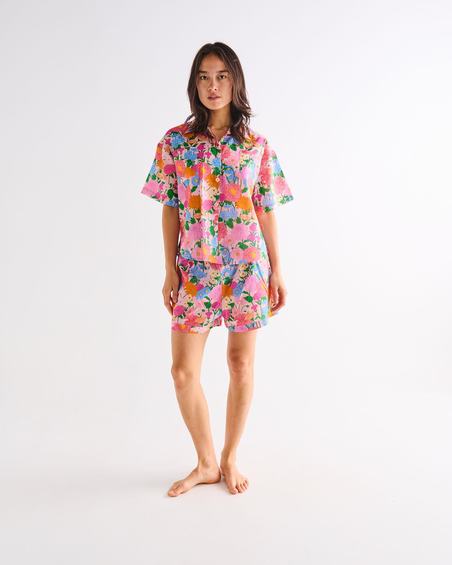 KIP & CO - ADULT ORGANIC COTTON SHORT SLEEVE SHIRT & SHORT PYJAMA SET - FOLLOW THE SUN