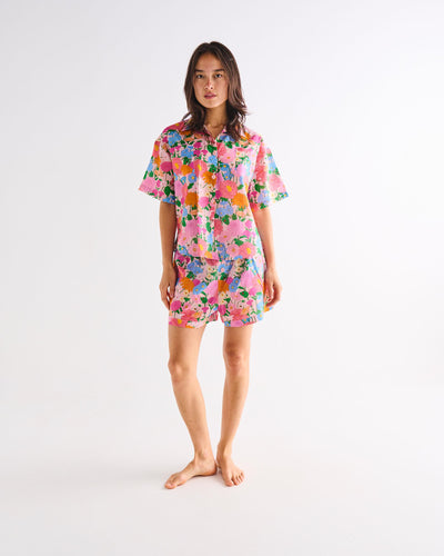 KIP & CO - ADULT ORGANIC COTTON SHORT SLEEVE SHIRT & SHORT PYJAMA SET - FOLLOW THE SUN