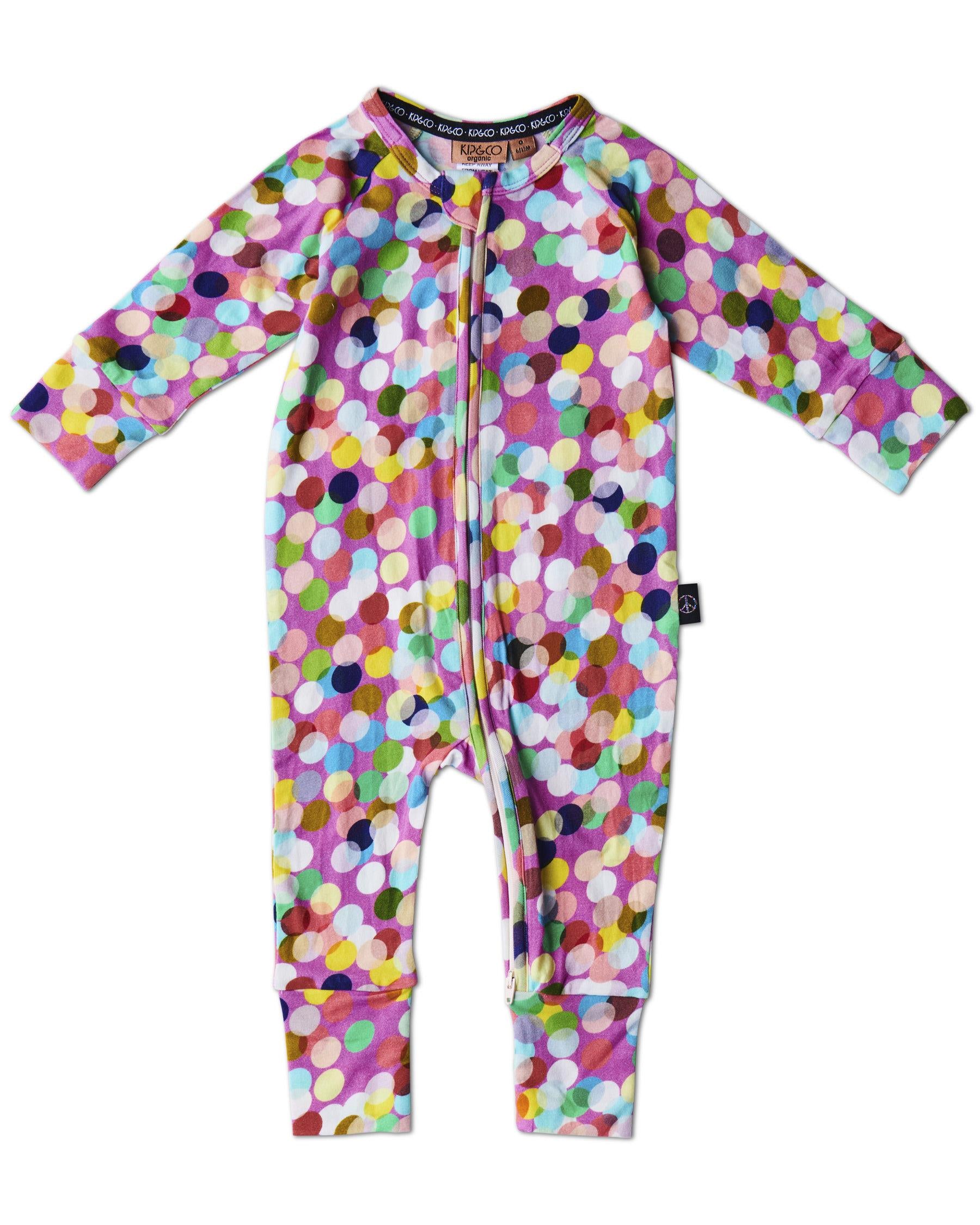 KIP & CO - ORGANIC LONG SLEEVE ZIP ROMPER - CONFETTI PINK