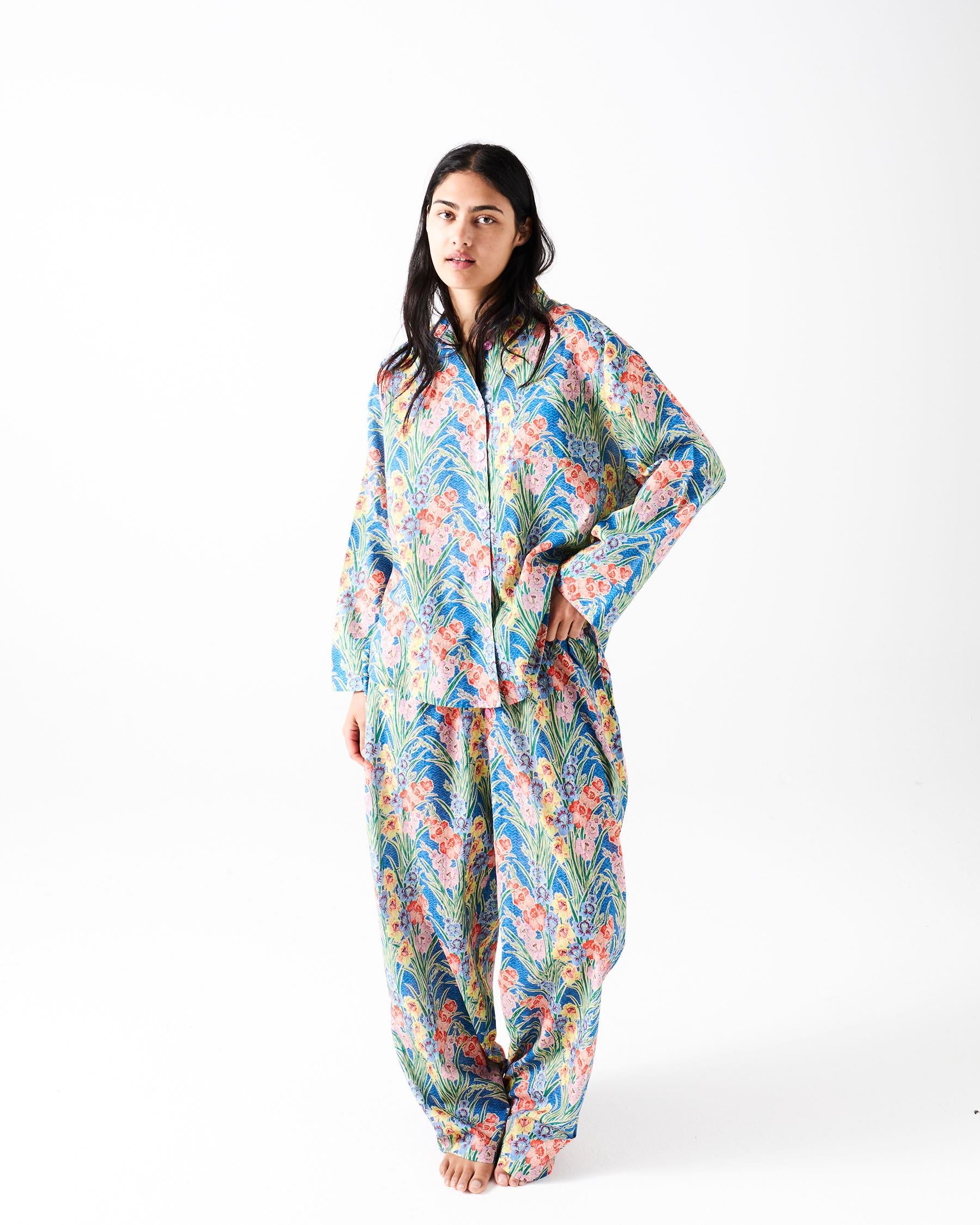 KIP & CO - ANNA SPIRO GLADIOLUS ADULT ORGANIC COTTON LONG SLEEVE SHIRT & PANT PYJAMA SET