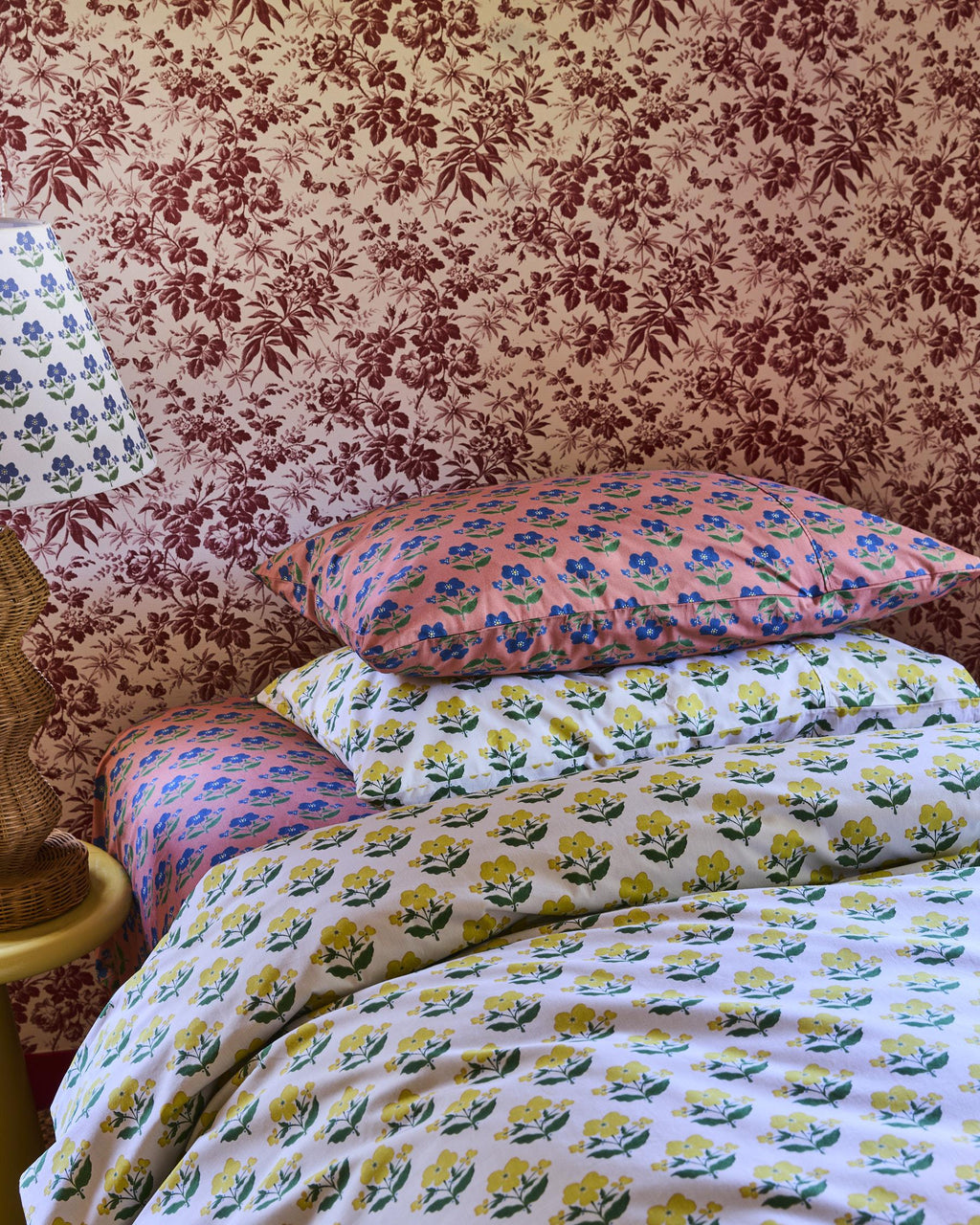 KIP & CO x ANNA SPIRO - ORGANIC COTTON 2P STD PILLOWCASE SET - INDIAN SUMMER ROSE