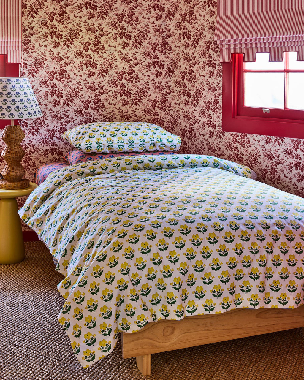 KIP & CO x ANNA SPIRO - ORGANIC COTTON 2P STD PILLOWCASE SET - INDIAN SUMMER YELLOW