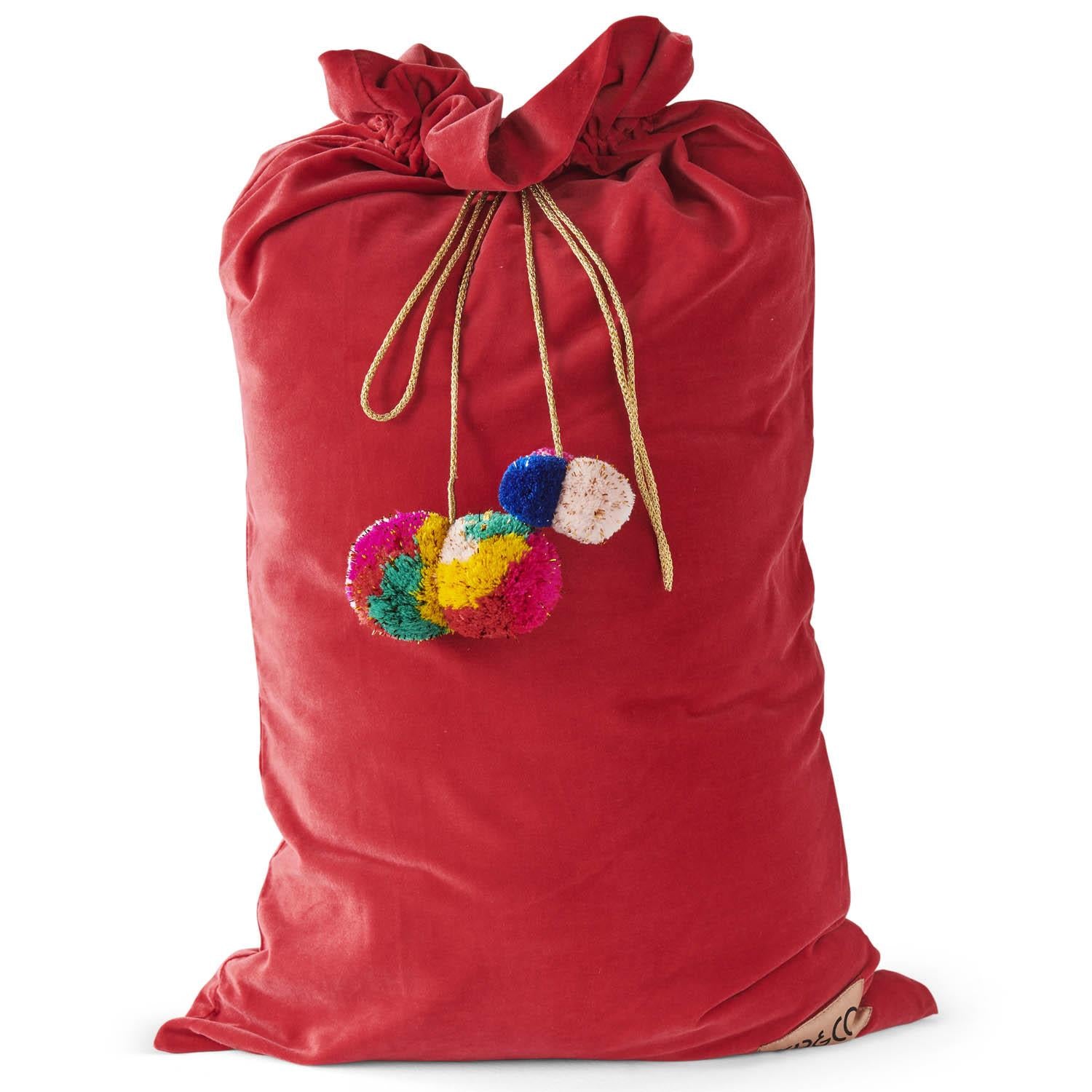 KIP & CO - VELVET SANTA SACK - RED