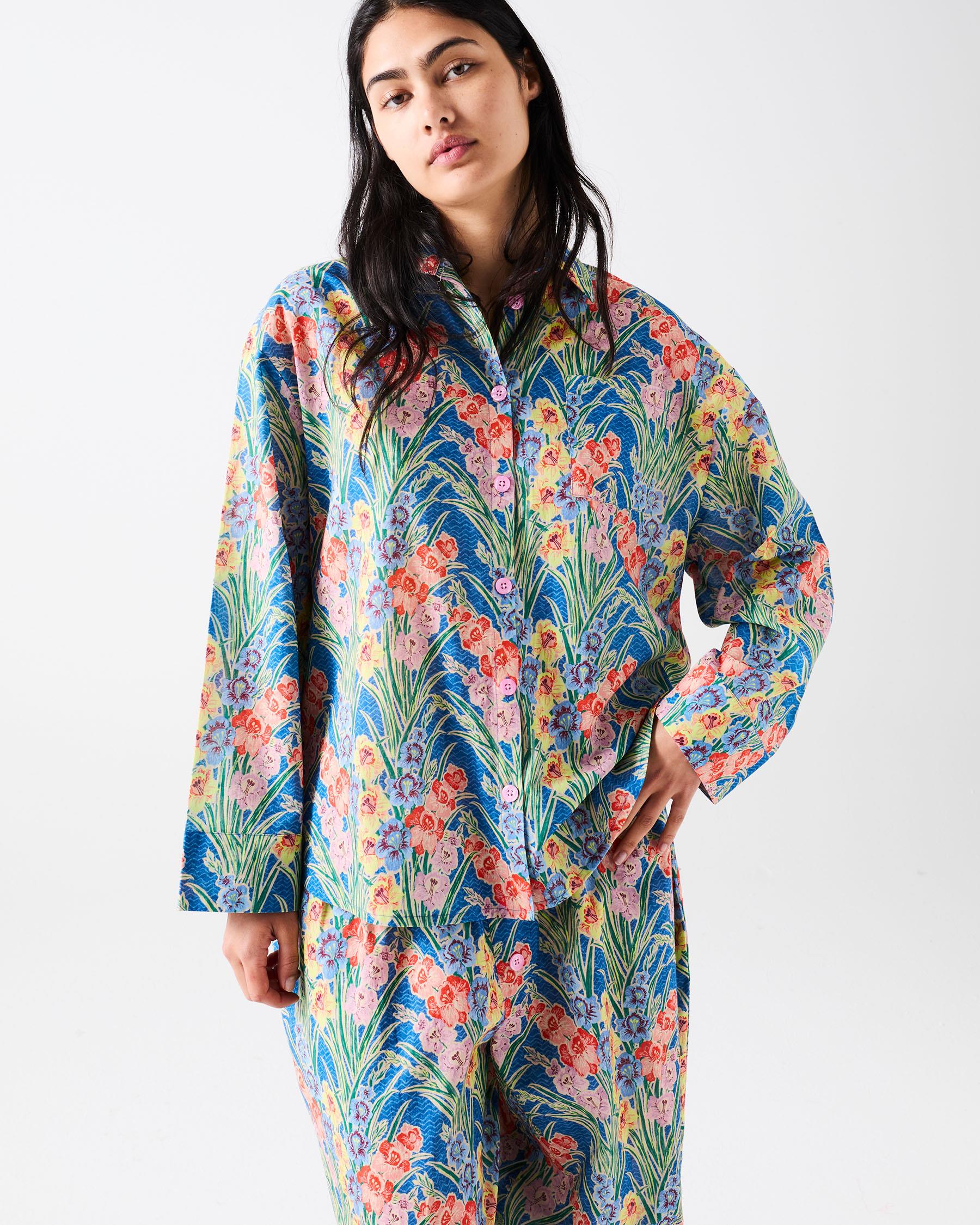 KIP & CO - ANNA SPIRO GLADIOLUS ADULT ORGANIC COTTON LONG SLEEVE SHIRT & PANT PYJAMA SET