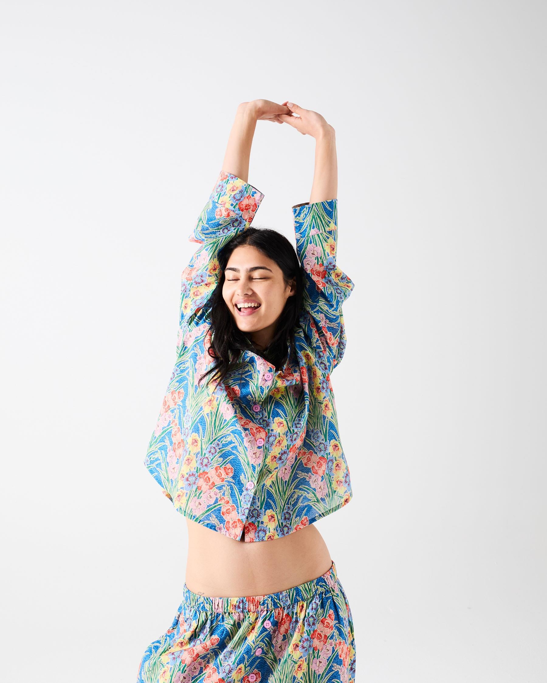 KIP & CO - ANNA SPIRO GLADIOLUS ADULT ORGANIC COTTON LONG SLEEVE SHIRT & PANT PYJAMA SET