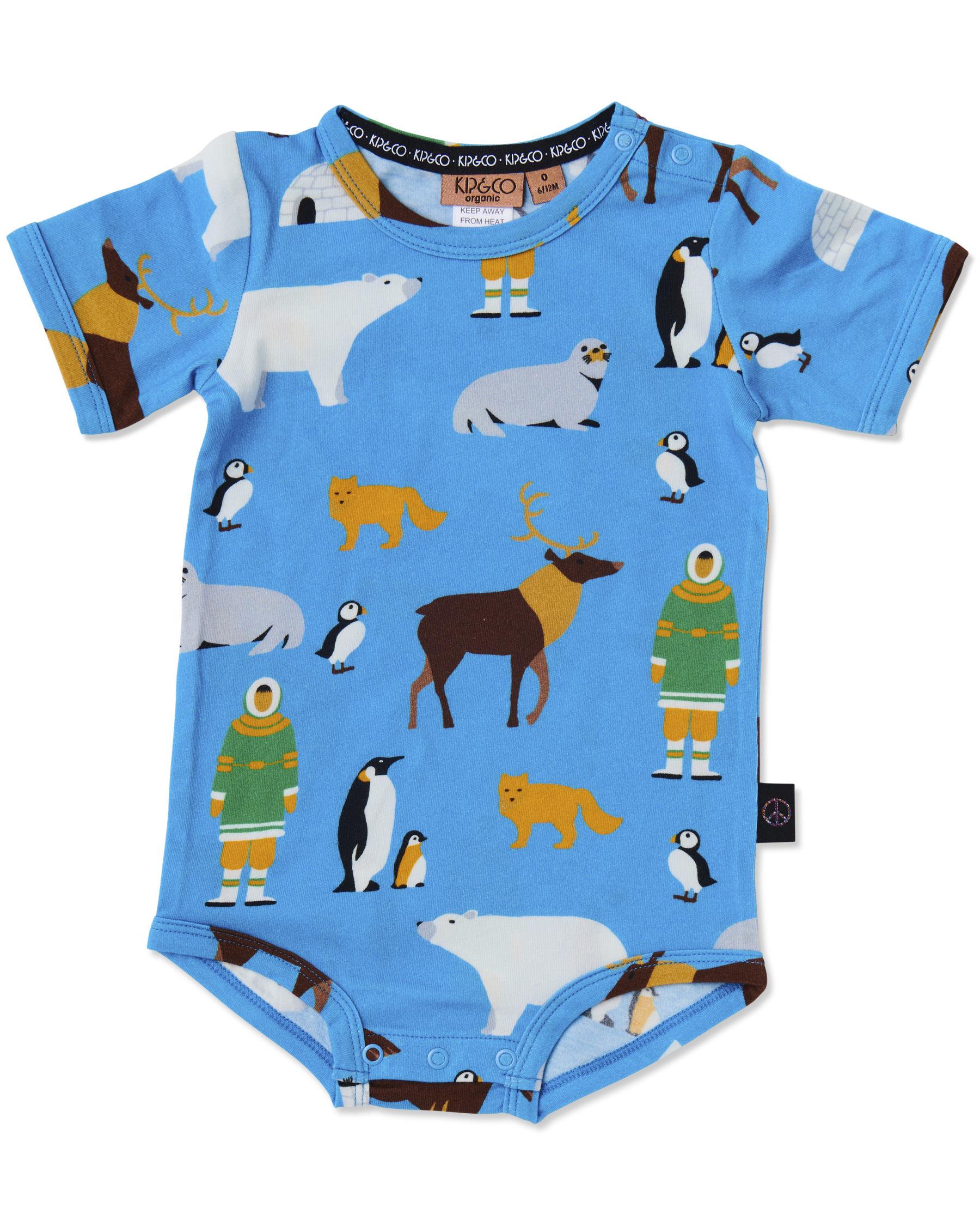 KIP & CO - ORGANIC SHORT SLEEVE ROMPER - ARCTIC CIRCLE