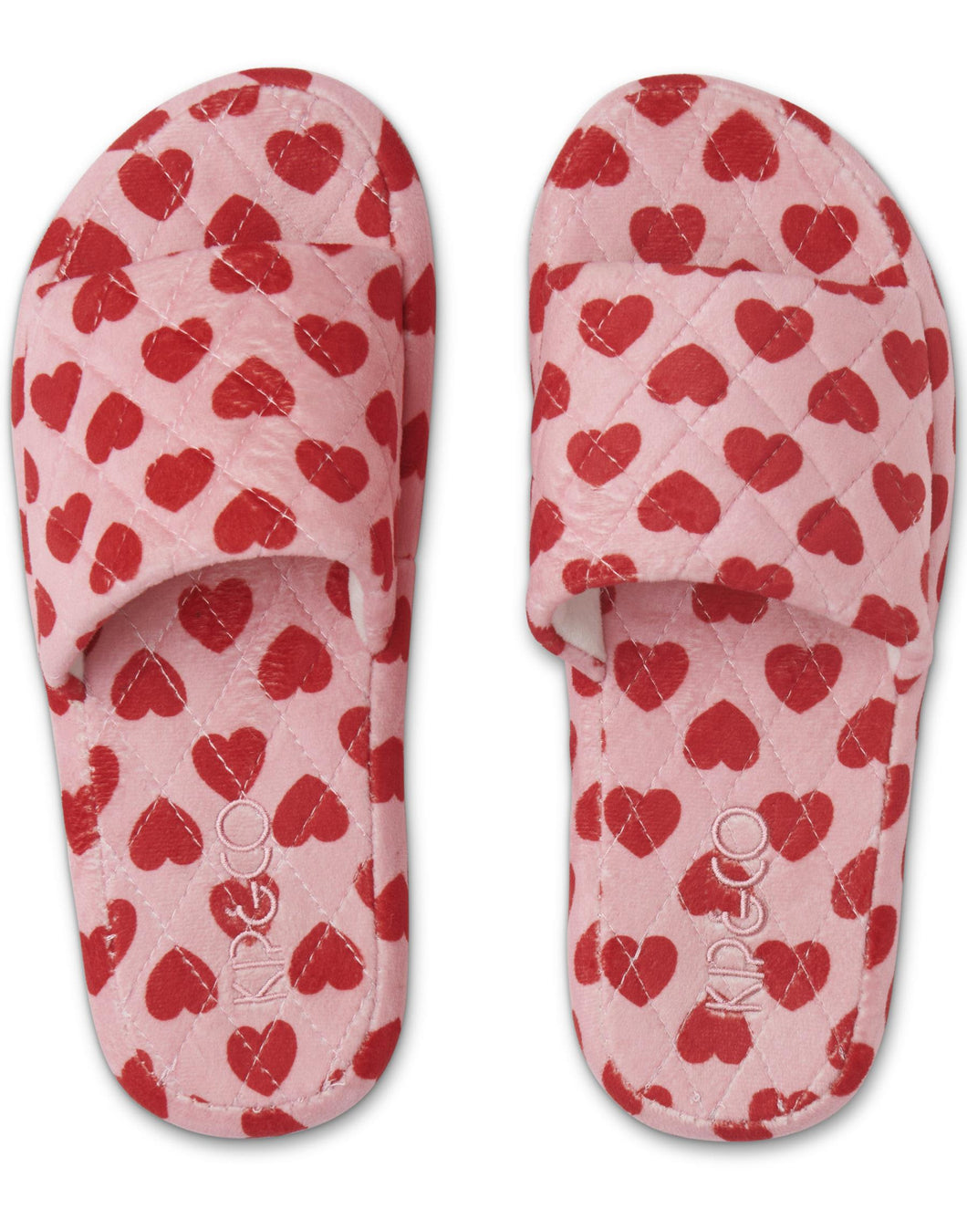 KIP & CO - QUILTED VELVET ADULT SLIPPERS - I HEART YOU