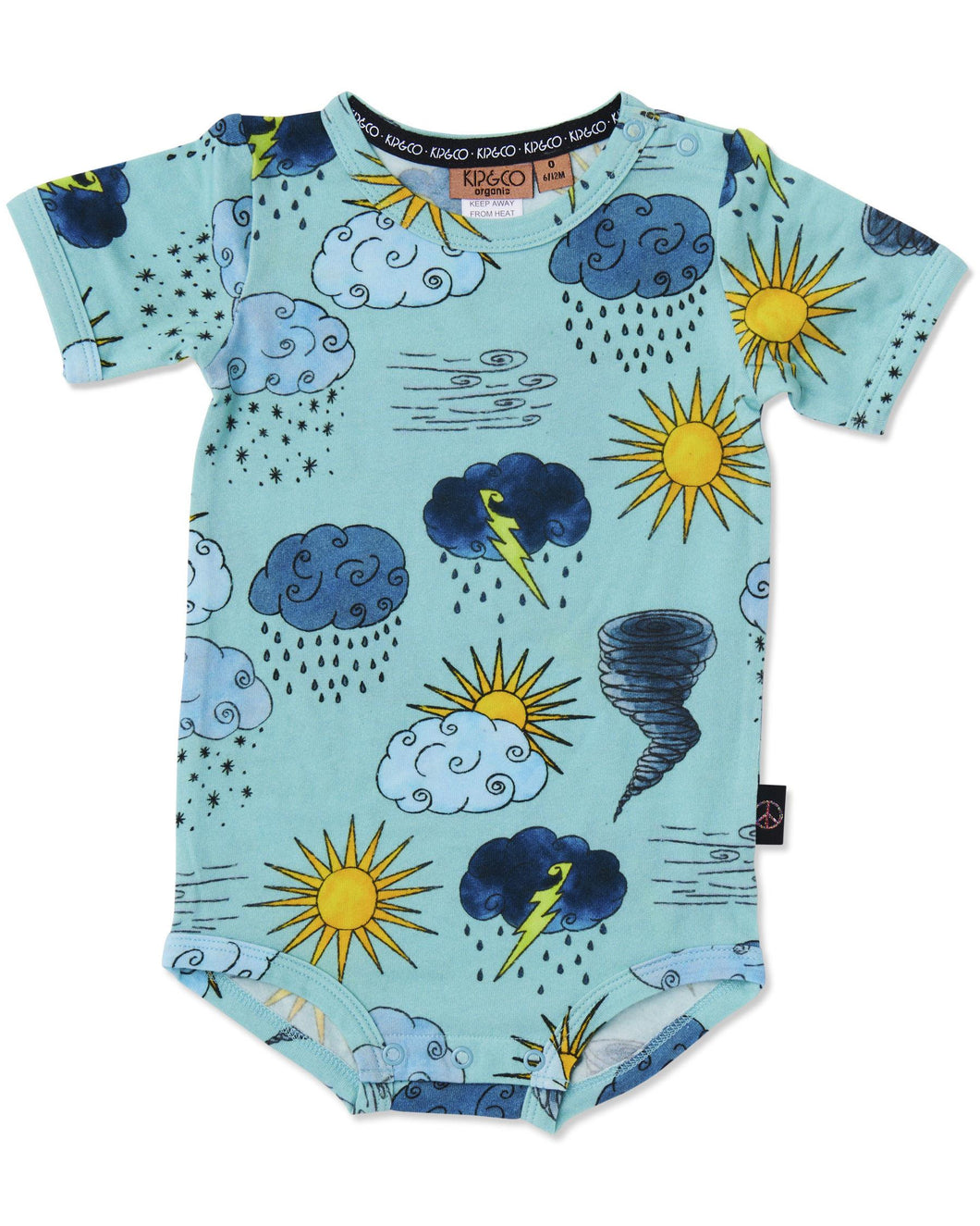 KIP & CO - ORGANIC SHORT SLEEVE ROMPER - WEATHER REPORT