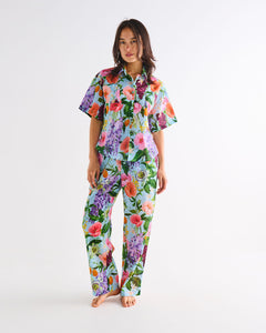 KIP & CO - ORANIC COTTON SHORT SLEEVE SHIRT & PANT PYJAMA SET - SPRING IN THE AIR