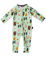 Load image into Gallery viewer, KIP &amp; CO - ORGANIC LONG SLEEVE ZIP ROMPER - FARM FRIENDS
