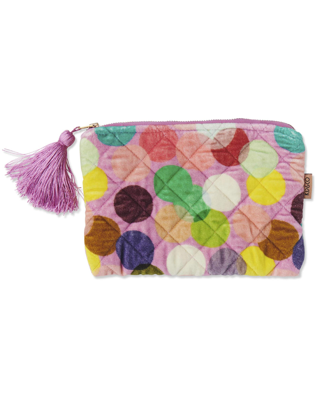 KIP & CO - VELVET COSMETIC PURSE - CONFETTI PINK